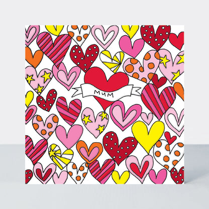 Scatter Brain - Mum Birthday/Red &amp; Pink Love Hearts Card