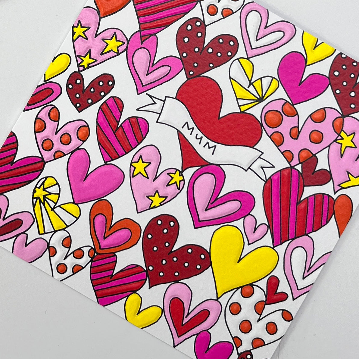Scatter Brain - Mum Birthday/Red &amp; Pink Love Hearts Card