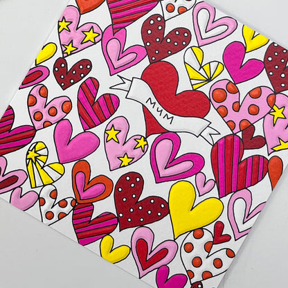 Scatter Brain - Mum Birthday/Red &amp; Pink Love Hearts Card