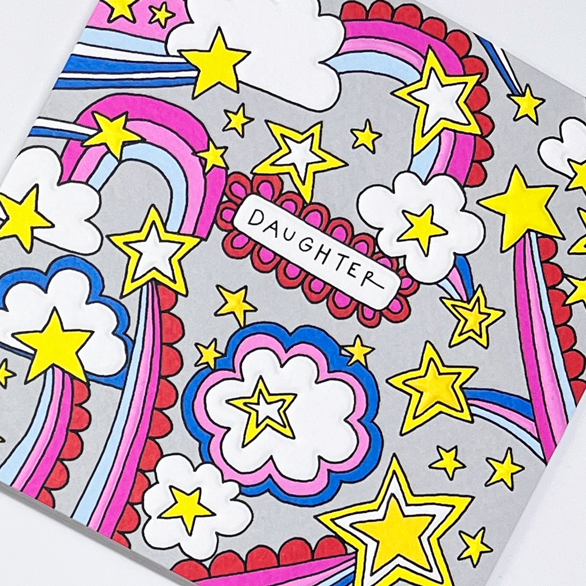 Scatter Brain - Daughter Birthday/Rainbows Clouds &amp; Shooting Stars Card