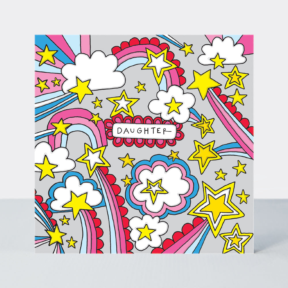 Scatter Brain - Daughter Birthday/Rainbows Clouds & Shooting Stars Card