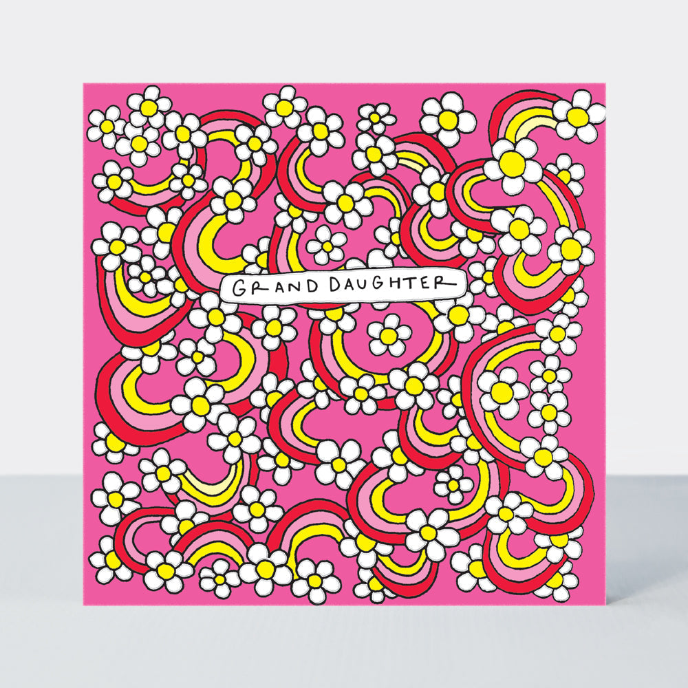 Scatter Brain - Granddaughter Birthday/Pink Rainbows & Daisies Card
