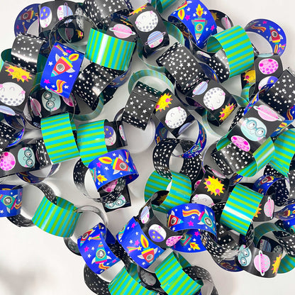 Party Paper Chain Kit - Space Themed - Rockets, Planets and Stars