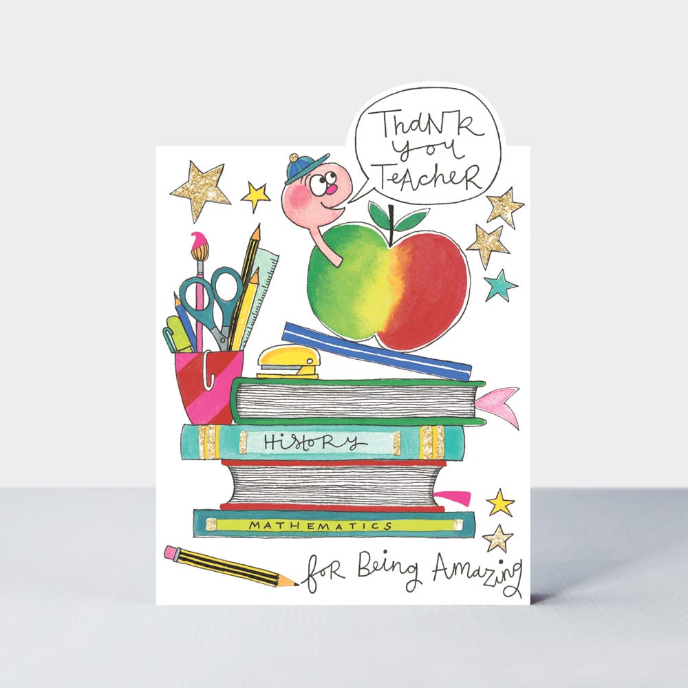 Cherry on Top - Thank You Teacher/Apple &amp; Books - Greetings Card