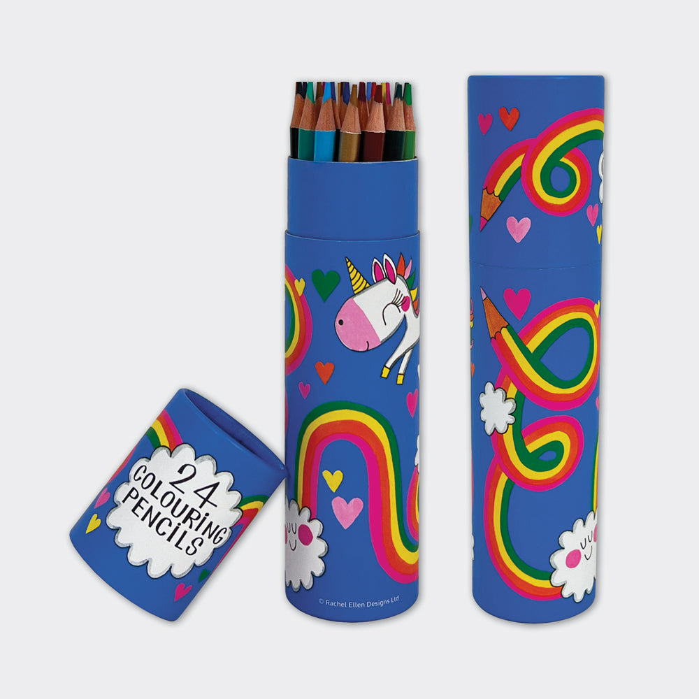 Tube of 24 Colouring Pencils - Unicorn &amp; Rainbow