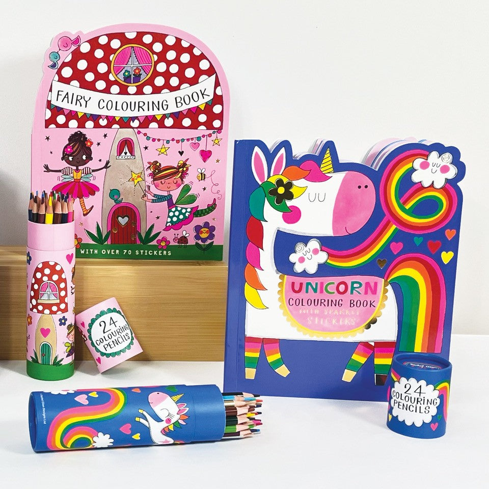 Tube of 24 Colouring Pencils - Unicorn &amp; Rainbow