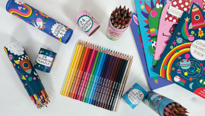 Tube of 24 Colouring Pencils - Cosmic Space Rocket