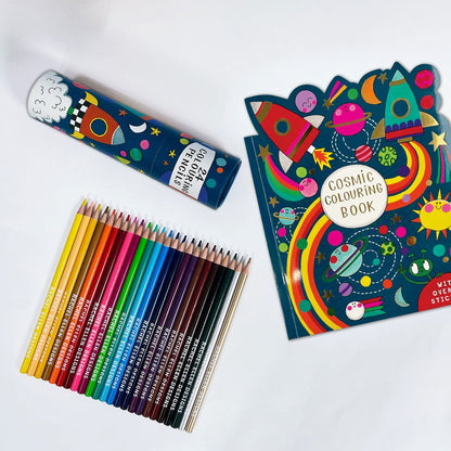 Tube of 24 Colouring Pencils - Cosmic Space Rocket