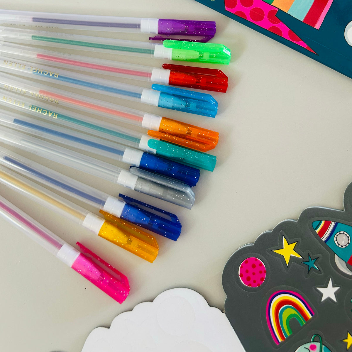 Scented Glitter Gel Pens - Moon &amp; Rocket
