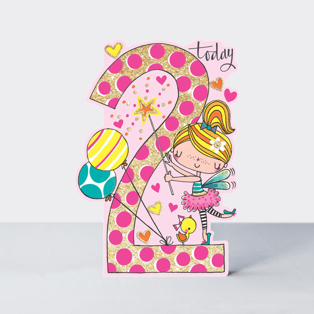 Little Darlings - Age 2 Girl Fairy  - Birthday Card