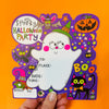 Halloween Party Invitations (8 Pack) - Spooky ghost with purple background
