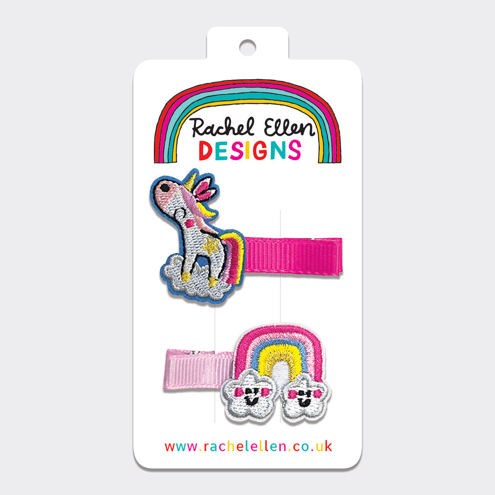 Hair Clips (2 Pack) - Unicorn &amp; Rainbow