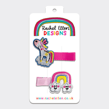 Hair Clips (2 Pack) - Unicorn &amp; Rainbow