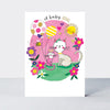 Fingerprint - Baby Girl/Cats Greetings Card
