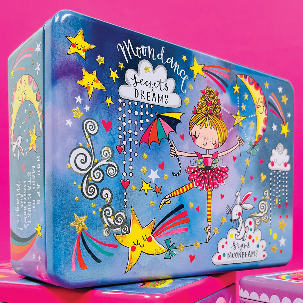 Glittered Rectangular Storage Tin - Secrets &amp; Dreams