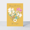 Wild Flower - Open birthday floral heart yellow  - Birthday Card