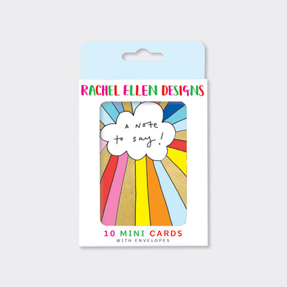 Pack of 10 Foiled Notecards - A Note To Say/Cloud &amp; Rainbow