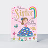 Fred & Ginger - Special Sister Girl In Rainbow Skirt  - Birthday Card