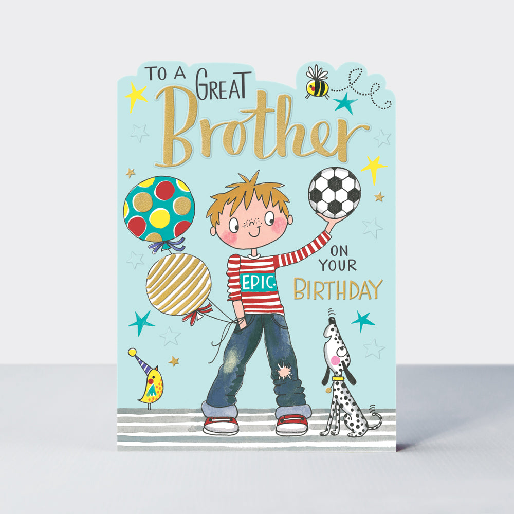 Fred &amp; Ginger - Great Brother Boy &amp; Football  - Birthday Card