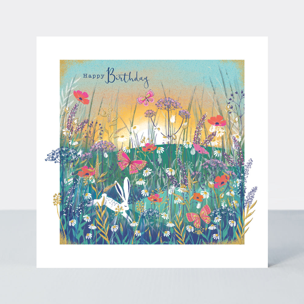 Gallery - Happy Birthday Rabbit &amp; flowers  - Birthday Card