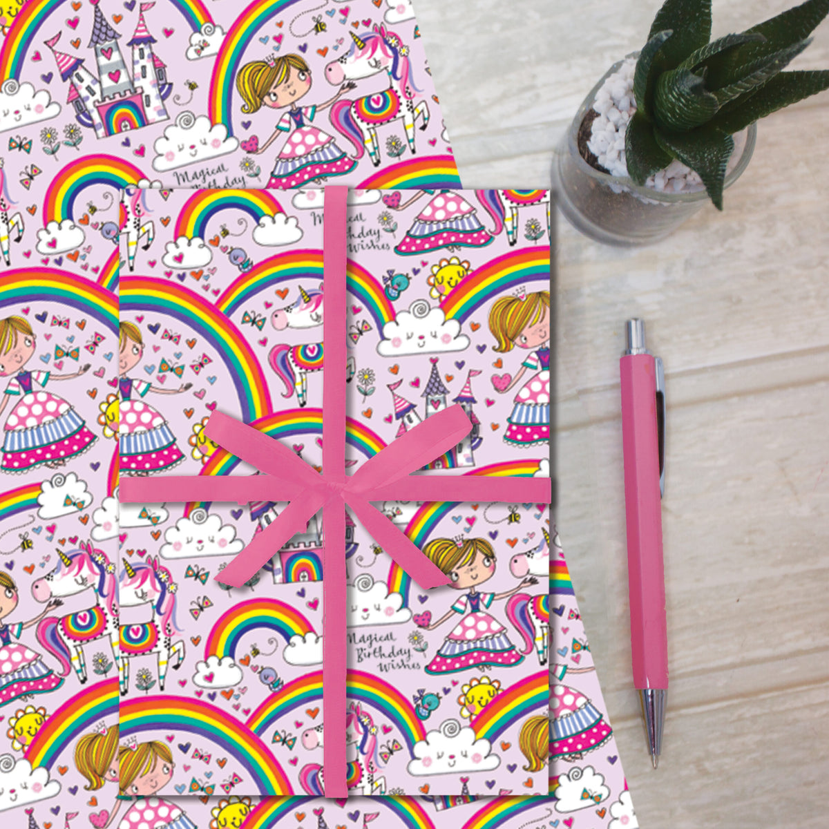 Gift Wrap Sheet  - Princess &amp; Rainbows