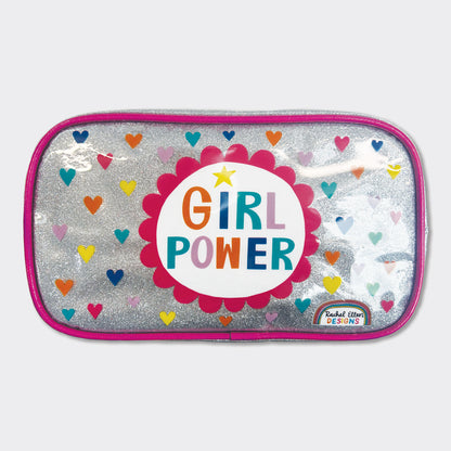 Large Glitter Pencil Case - Silver &