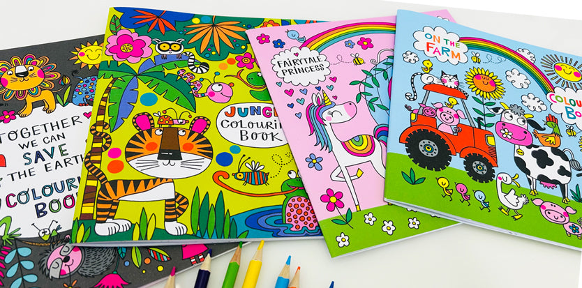 Rachel Ellen Designs children's activity books, including 'Jungle Colouring Book', 'Fairytale Princess', 'On The Farm', and 'Save The Earth Colouring Book'.