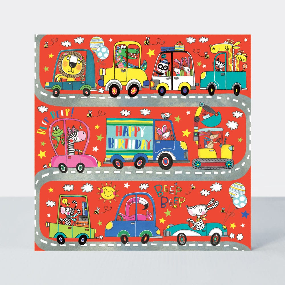 Jigsaw Card - Happy Birthday Beep beep cars - Birthday Card