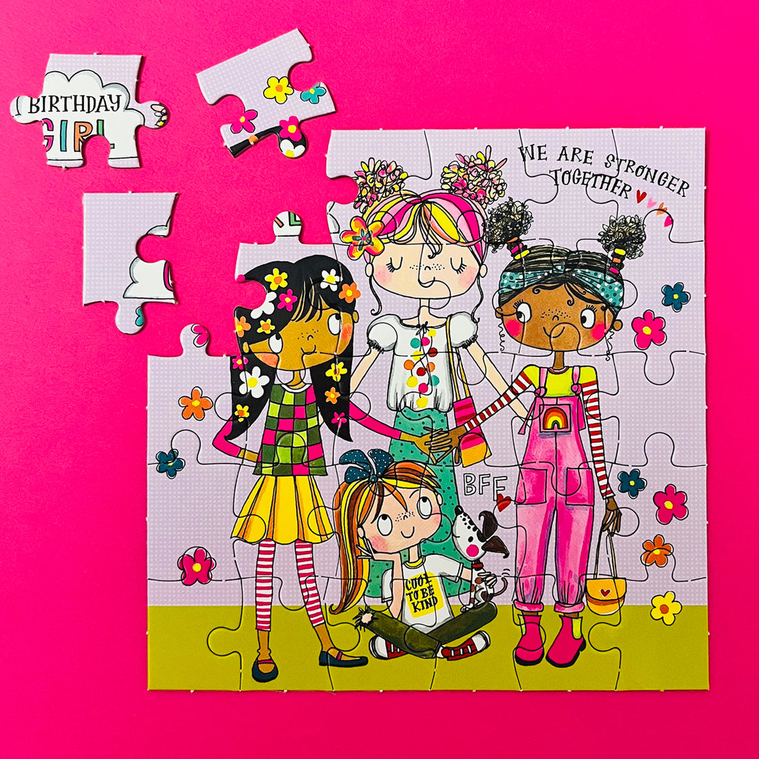 Jigsaw card - Birthday Girl Girl Power  - Birthday Card