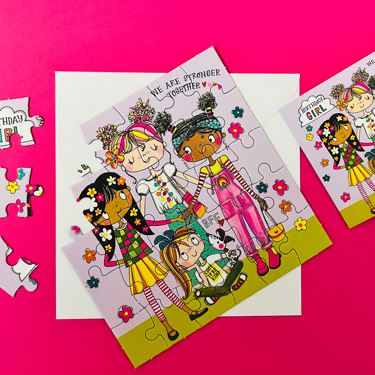 Jigsaw card - Birthday Girl Girl Power  - Birthday Card