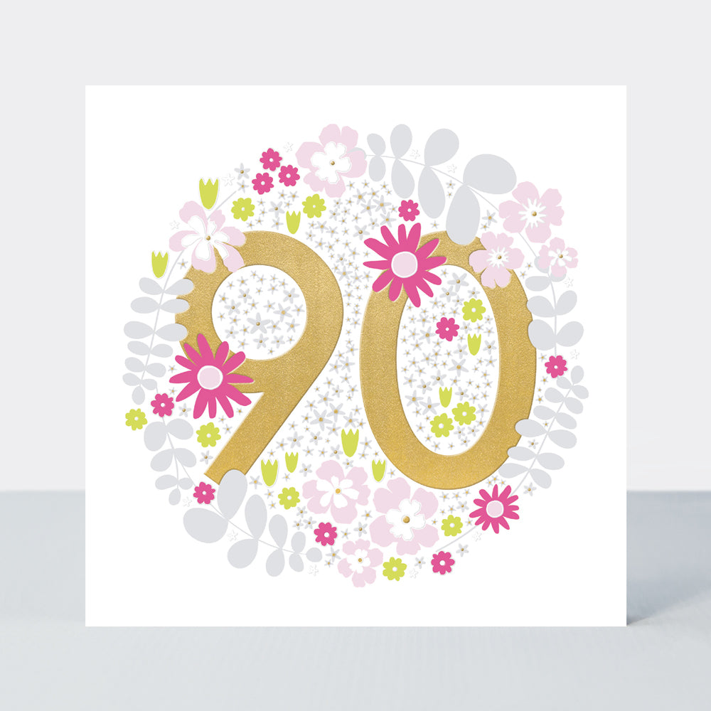 Mika - Floral 90th  - Birthday Card