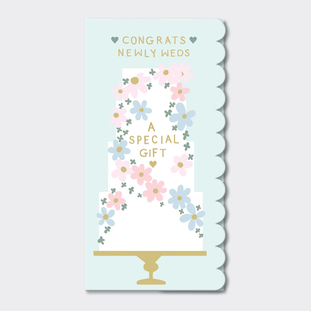 Floral wedding cake money wallet card — Congrats Newlyweds special gift by Rachel Ellen Designs