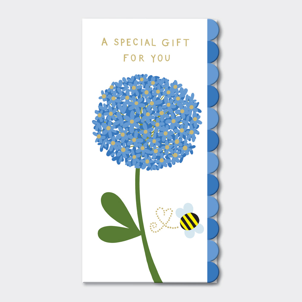 Bee and blue allium money wallet card — A Special Gift For You by Rachel Ellen Designs