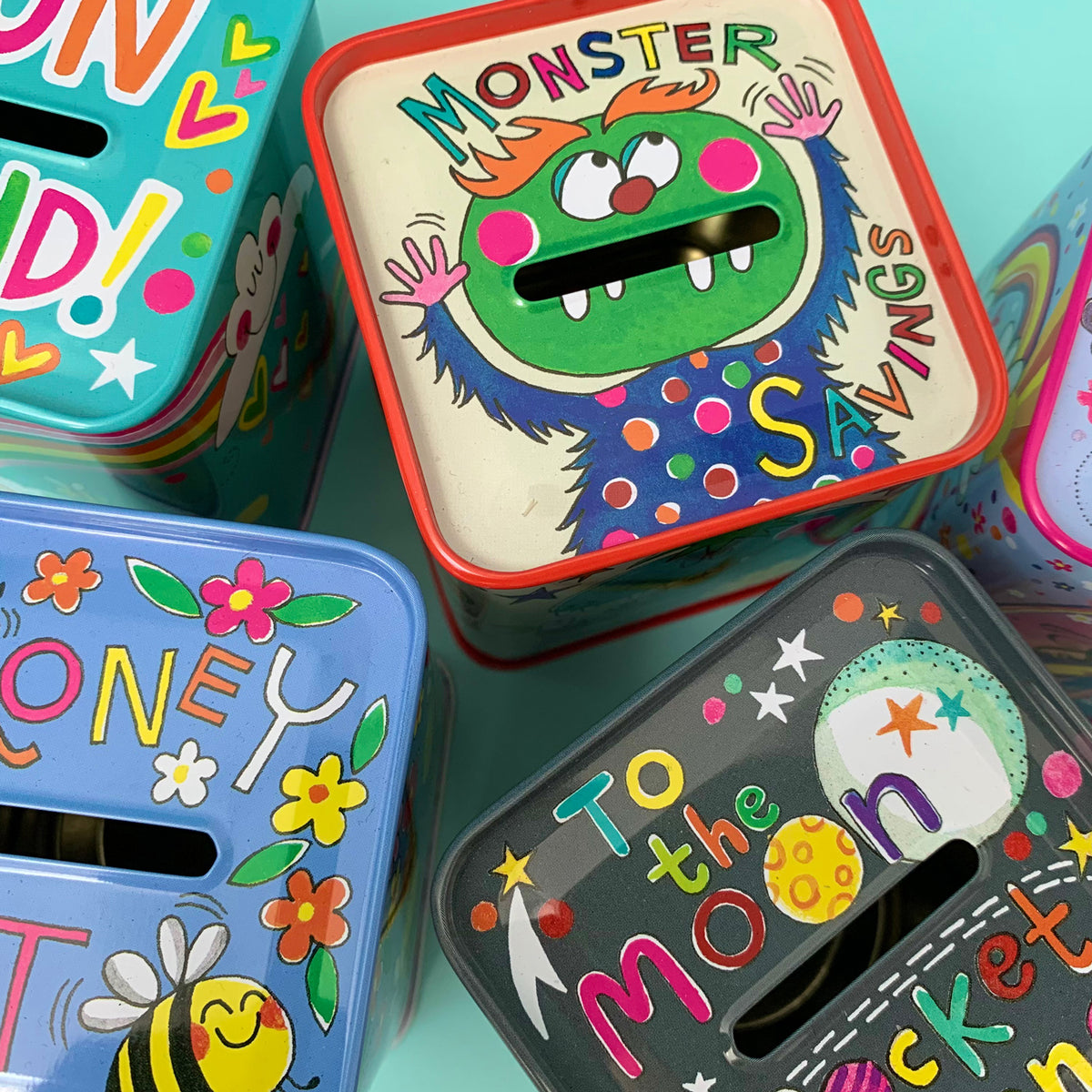 Purple Bees Kids Money Box Tin