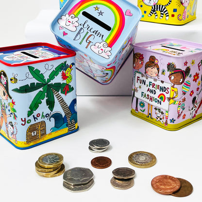 Treat Fund Friends Kids Money Box Tin