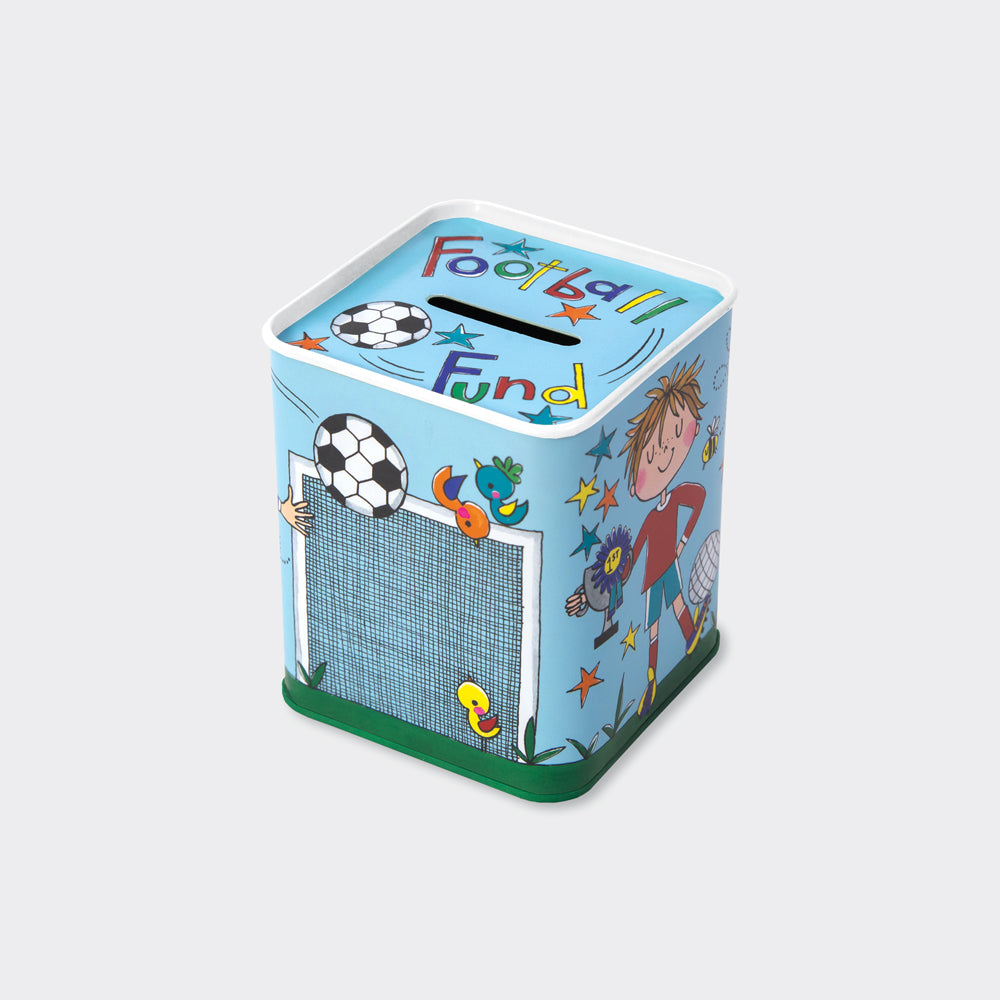 Football Fund Kids Money Box Tin