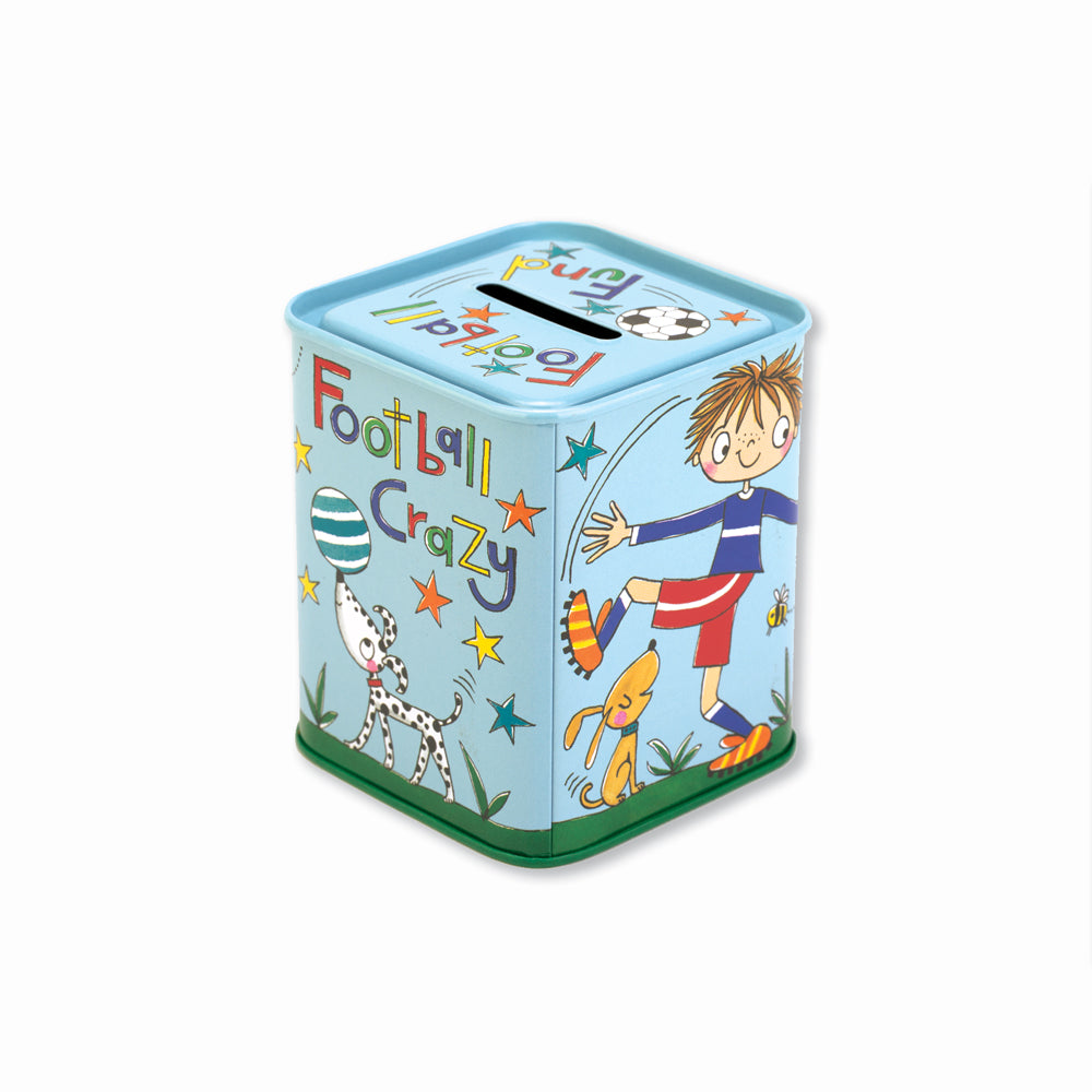 Football Fund Kids Money Box Tin
