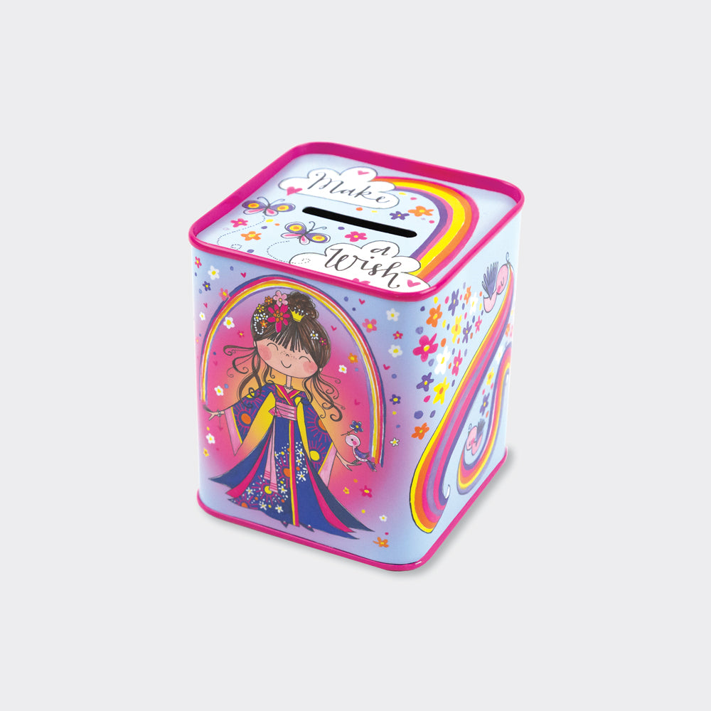 Cherry Blossom Princess Kids Money Box Tin