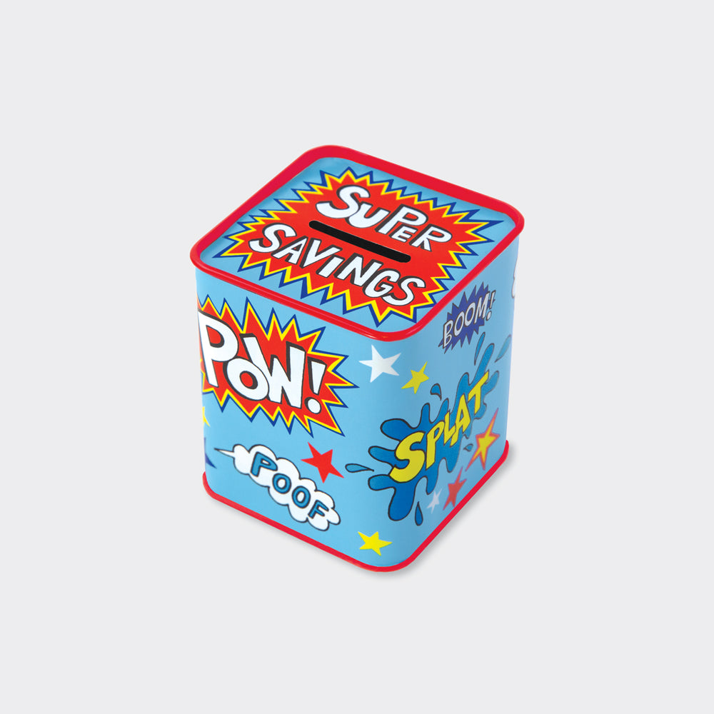 Super Savings Superhero Kids Money Box Tin