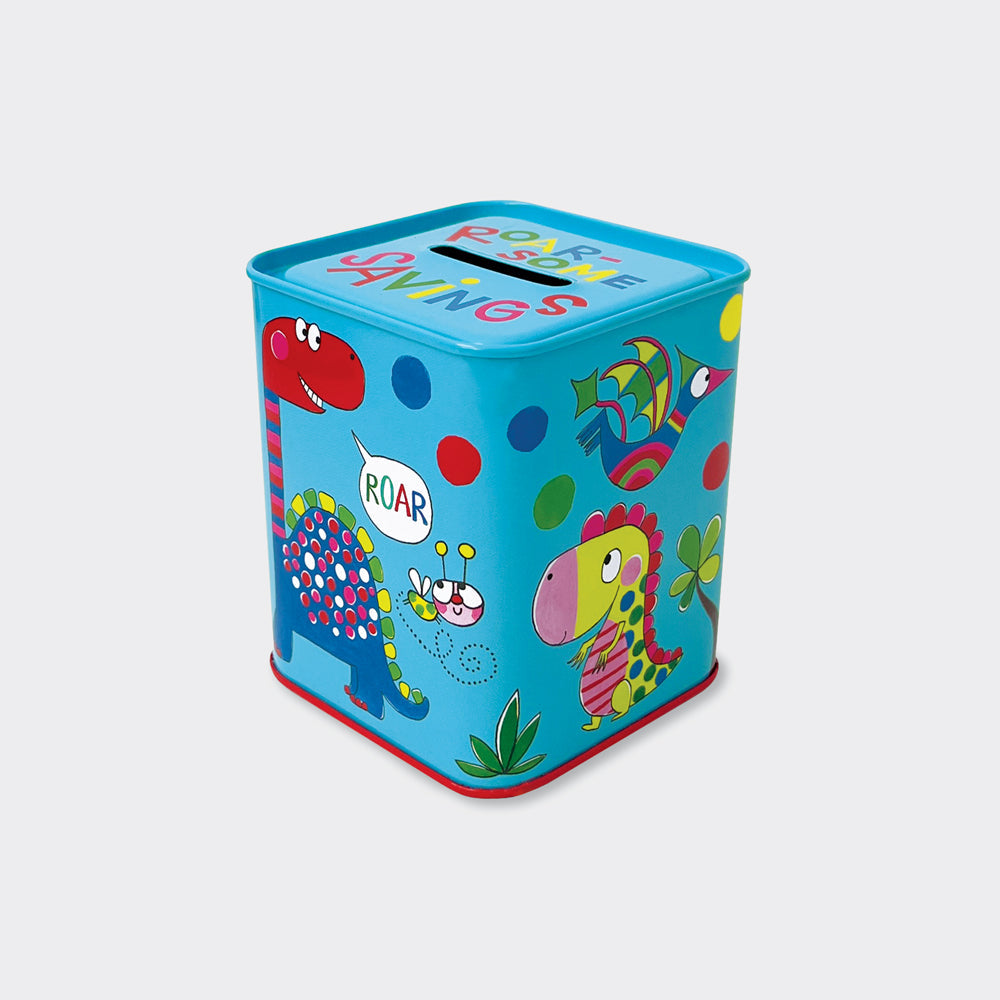 Kids Money Box Tin - Roar-Some Savings Dinosaurs