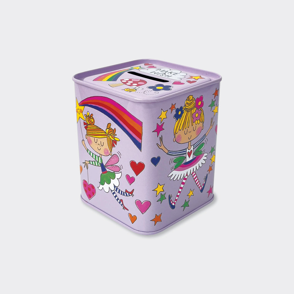 Make A Wish Fairies Kids Money Box Tin