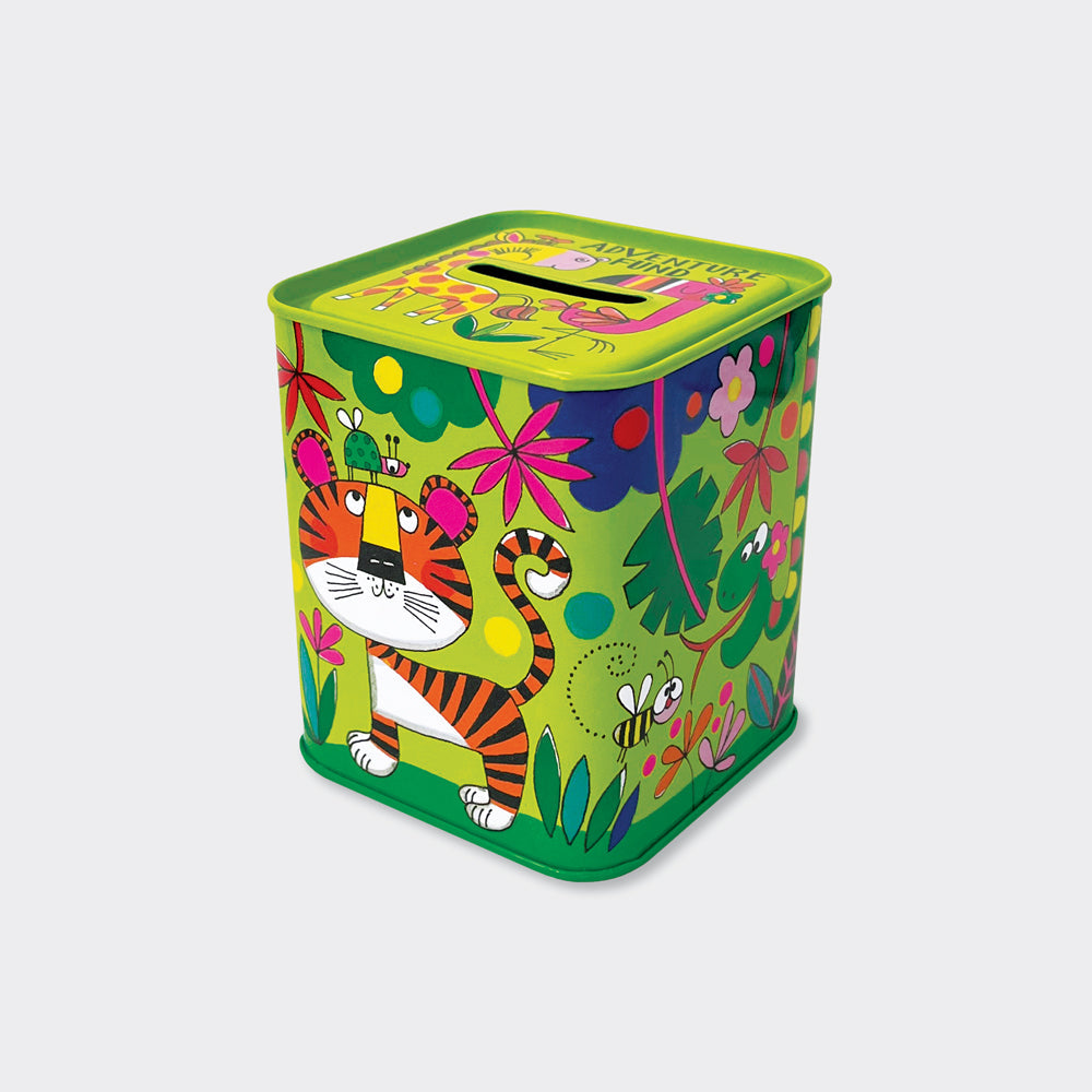 Kids Money Box Tin - Adventure Fund Jungle Animals