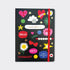 Notebook with colorful friendship themed design on a black background