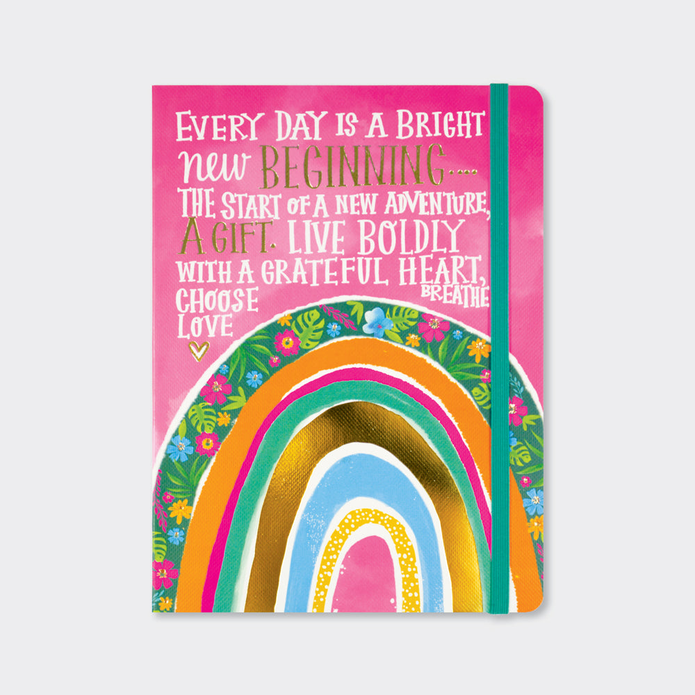 Notebook - Every Day Is a New Beginning - Pink &amp; Rainbow