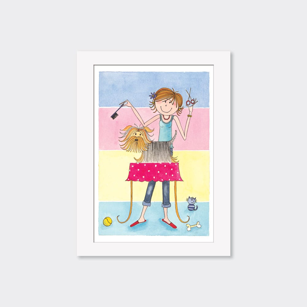 Mounted Limited Edition Print Yorkie's Haircut