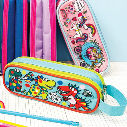 Double Zip Pencil Case With Handle - &