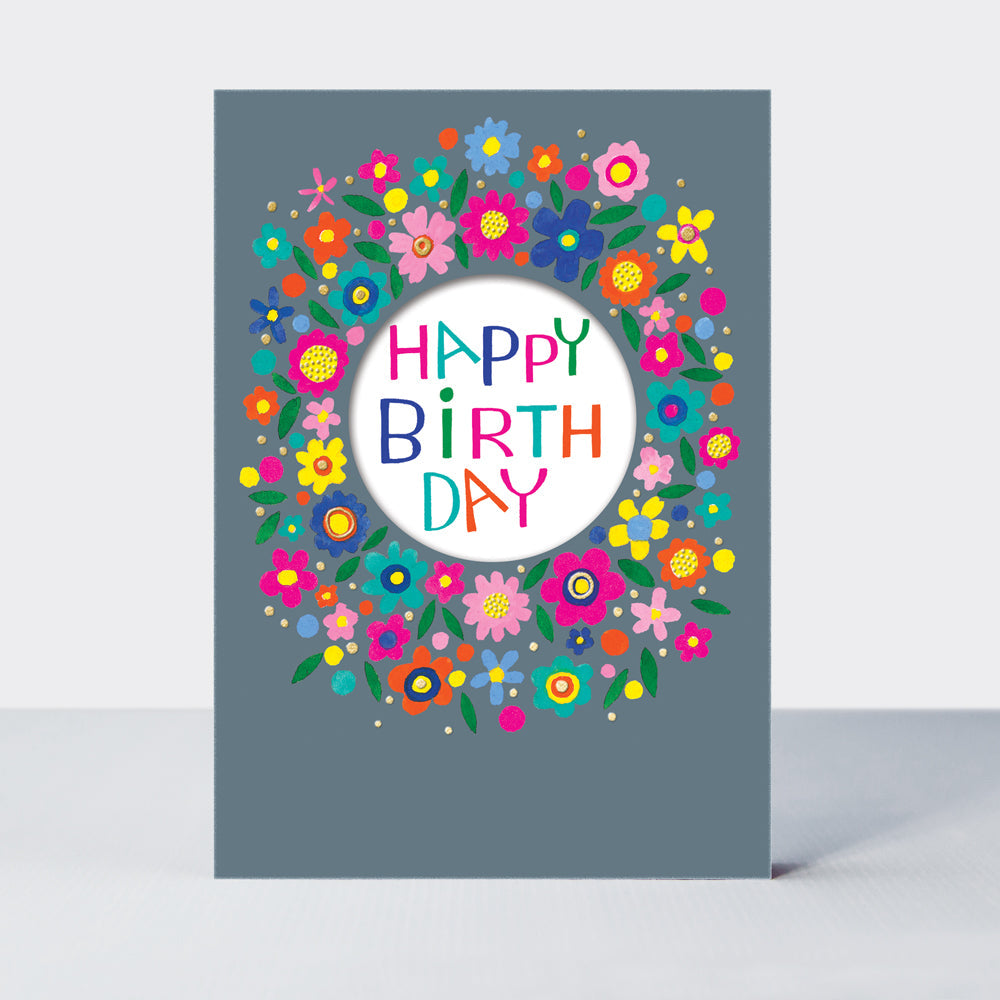 Birthday card featuring a floral design by Rachel Ellen Designs