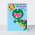 Gigantasaurus birthday card featuring a dinosaur design by Rachel Ellen Designs