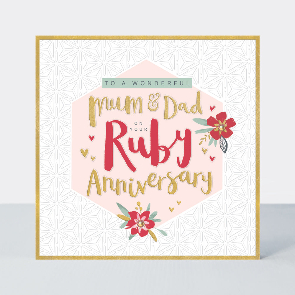 Peony - Mum &amp; Dad Ruby Anniversary Card