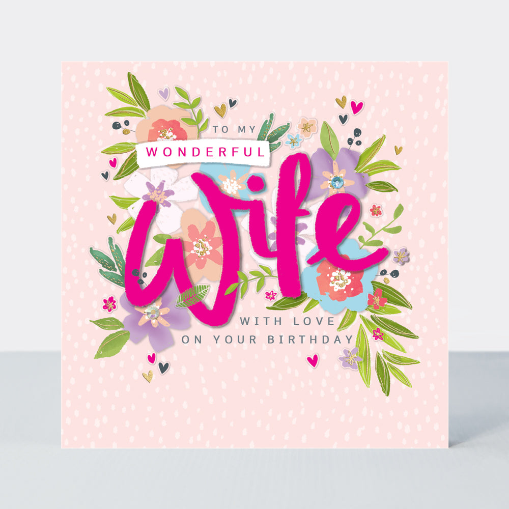 Peony - Wonderful Wife- With love on your birthday card